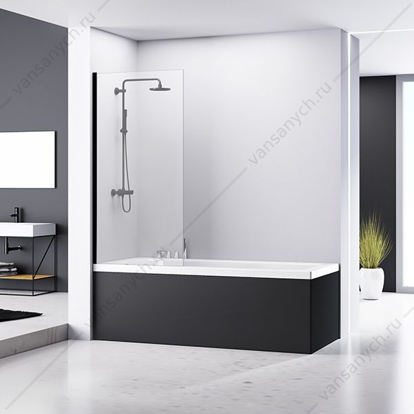 Шторка для ванны Comforty SL 171B,  стекло 8 мм, черный профиль, 700*1400 мм Comforty (Россия) купить в Тюмени (Ван Саныч™)